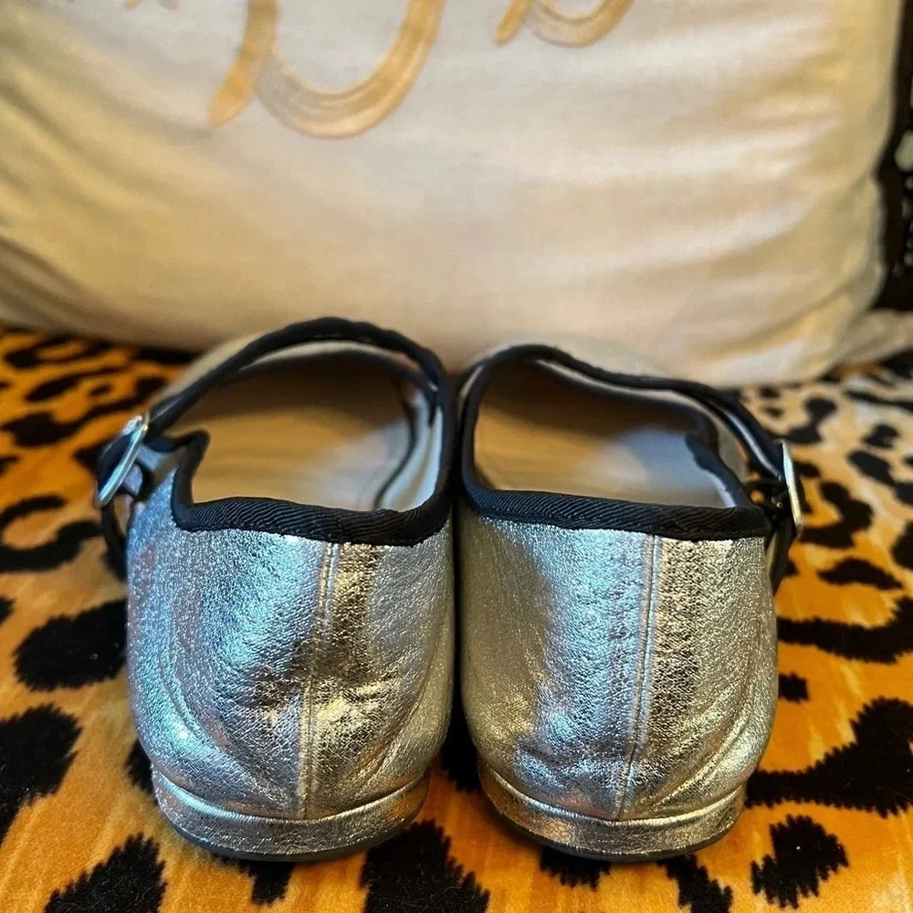 ZARA Silver and Black Trim Mary Janes - Picture 6 of 8